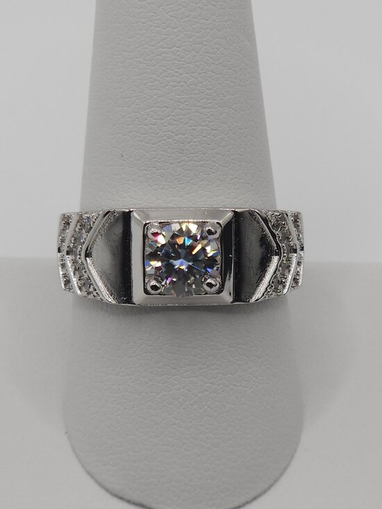 Other - 925 Sterling Silver 1ct Moissanite Men Signet Ring Size 10 GRA Certified